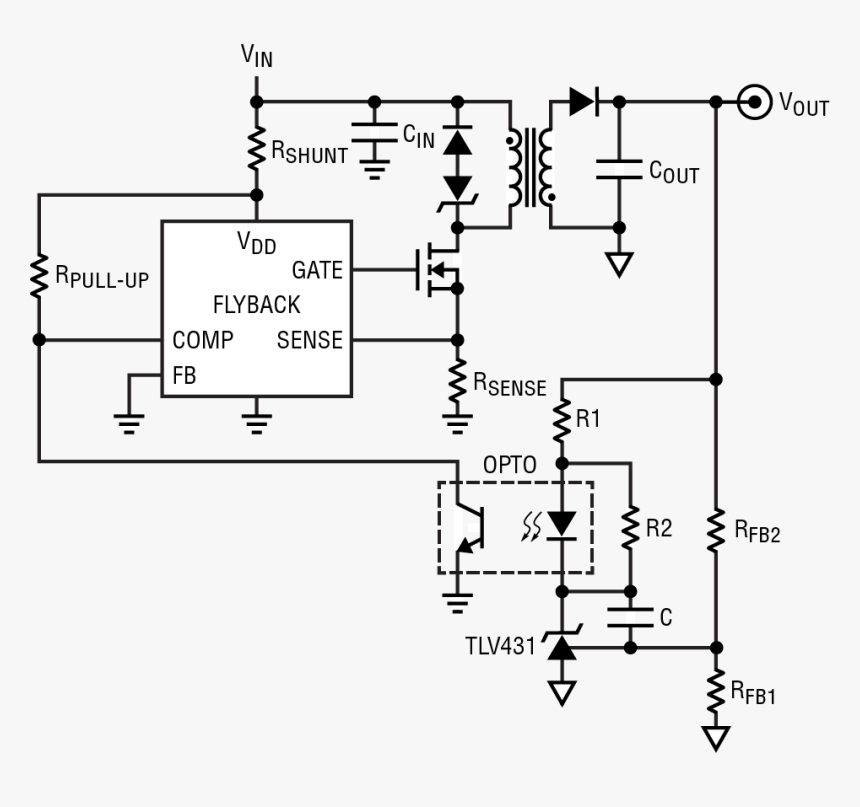 Generic Flyback Controller With Opto - Tl431 Flyback, HD Png Download