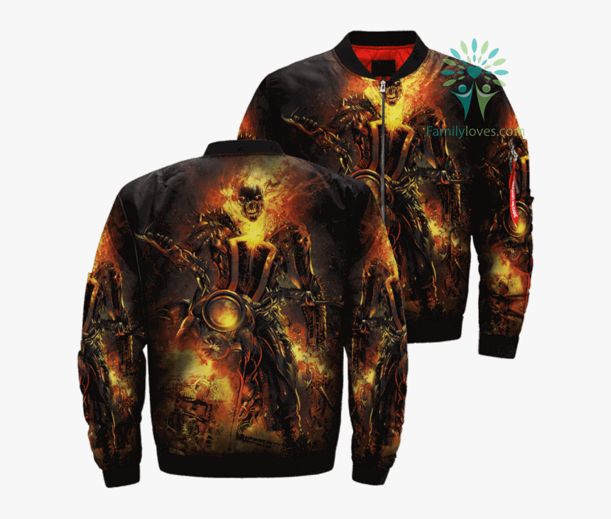 Ghost Rider Skull Over Print Jacket %tag Familyloves - Leather Jacket With Reaper On Back, HD Png Download