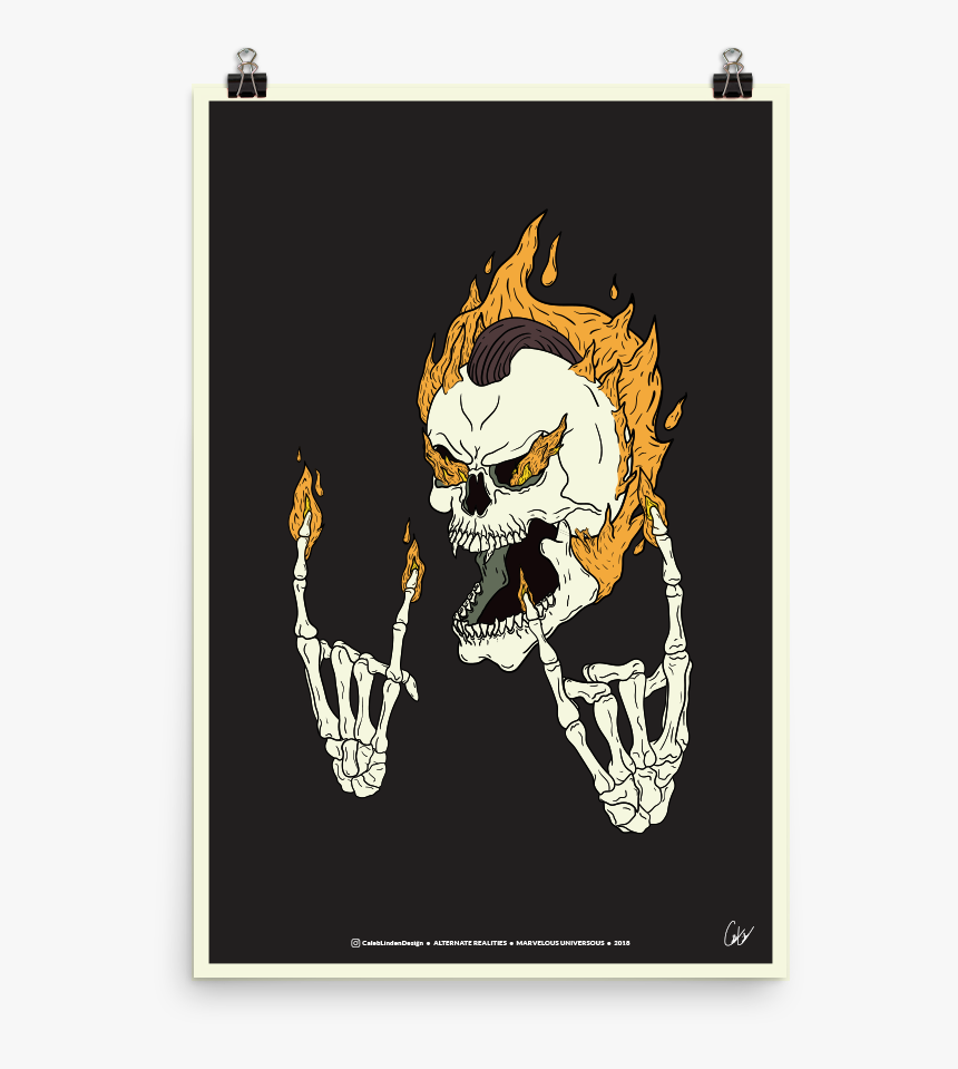 Ghost Rider Skater Marvel Print , Png Download - Illustration, Transparent Png
