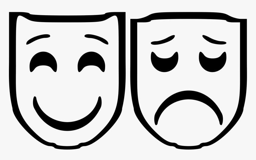 Theatre Masks Comedy Tragedy Clipart Transparent Library - Tragedy Mask Clip Art, HD Png Download