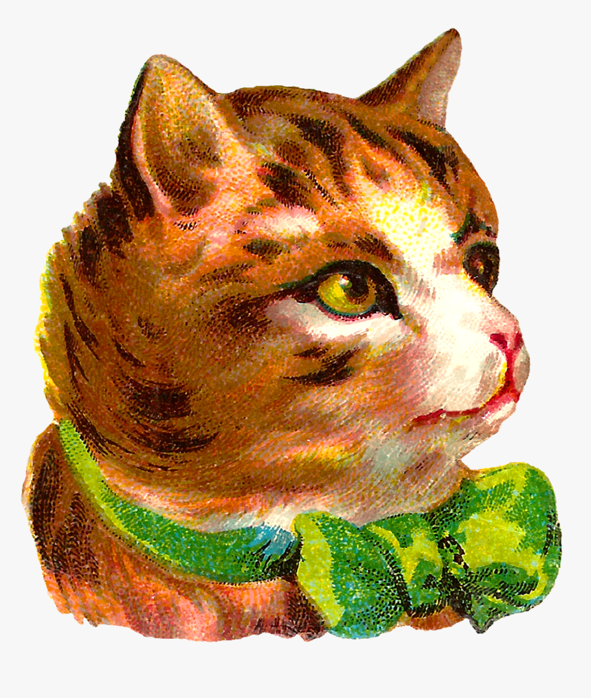 Cat Pet Animal Antique Image Transfer Illustration - Cat Clip Art .png, Transparent Png
