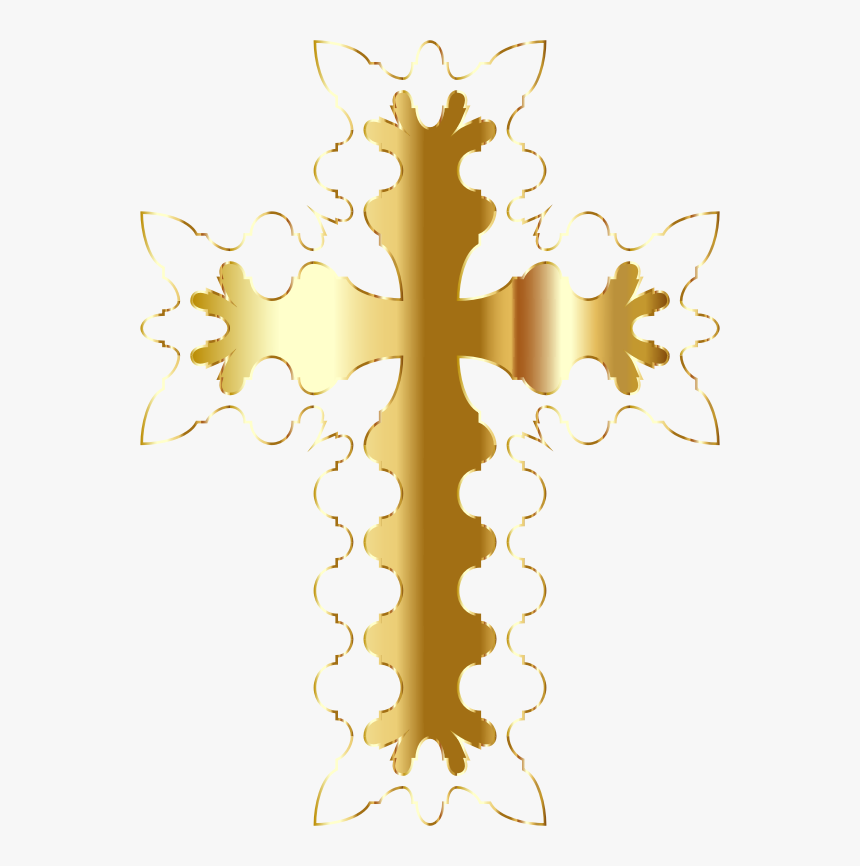 Geometric Braces Cross Gold 2 No Bg - Motif, HD Png Download