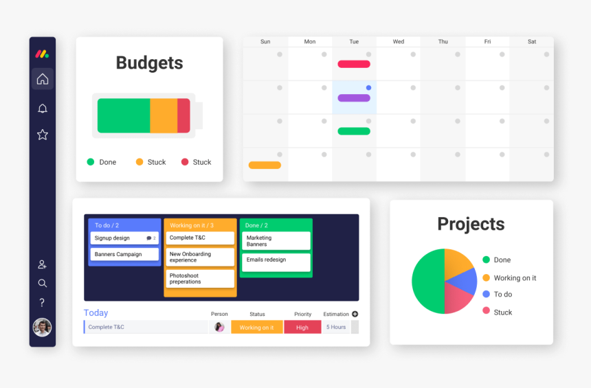 Project Management Boards, Kanban, Calendar And Charts - Monday Dashboard, HD Png Download
