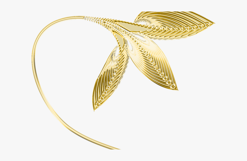 Decorative Line Gold Clipart Png - Gold Leaf Decoration Transparent, Png Download