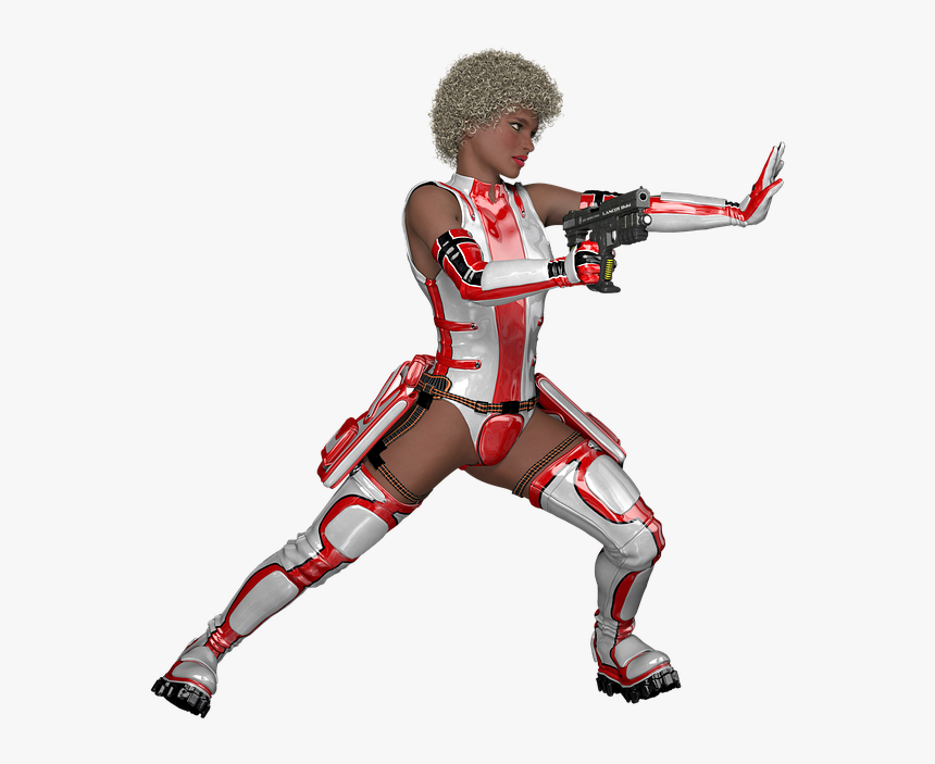 Fighting, Warrior, Woman, Sci-fi, Action, Hero, Pose - Sci Fi Warrior Pose, HD Png Download