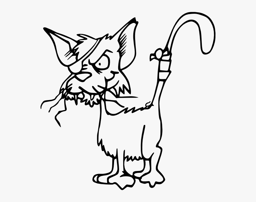 Fighting Cat Outline Svg Clip Arts - Crazy Cat Line Art, HD Png Download