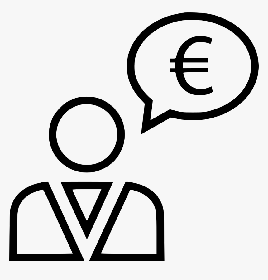 Business Man Talking Thinking Money Euro Currency - Guy Thinking Of Money Icon, HD Png Download