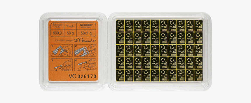 Picture Of Valcambi 50 Gram Gold Bar - Valcambi Gold Bar, HD Png Download