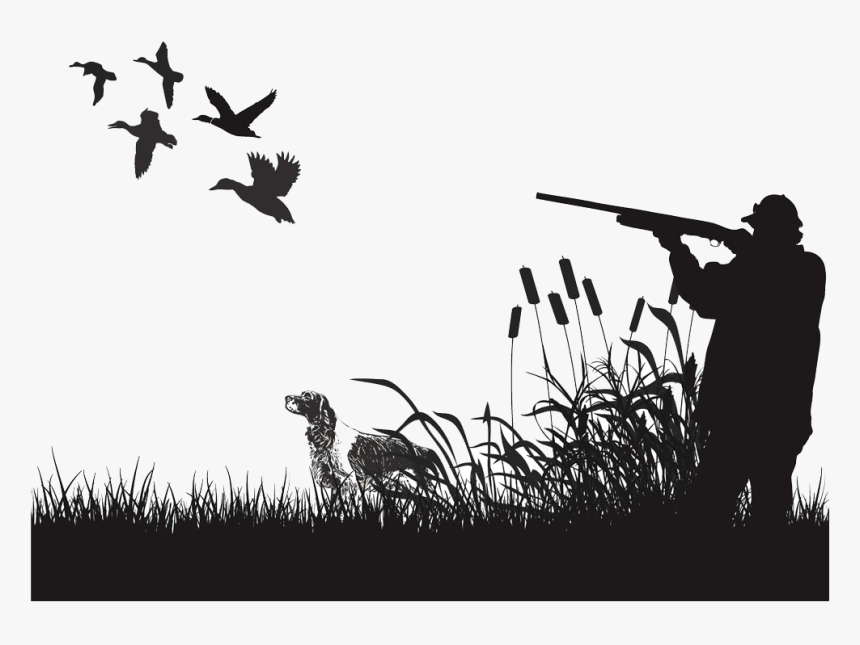 Duck Mural Waterfowl Hunting Wall Decal - Black And White Duck Hunting, HD Png Download