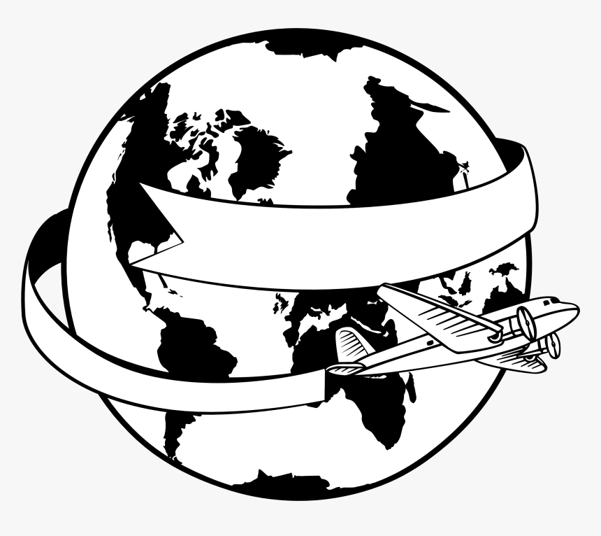 World Drawing Png - Globe With Banner Clipart, Transparent Png