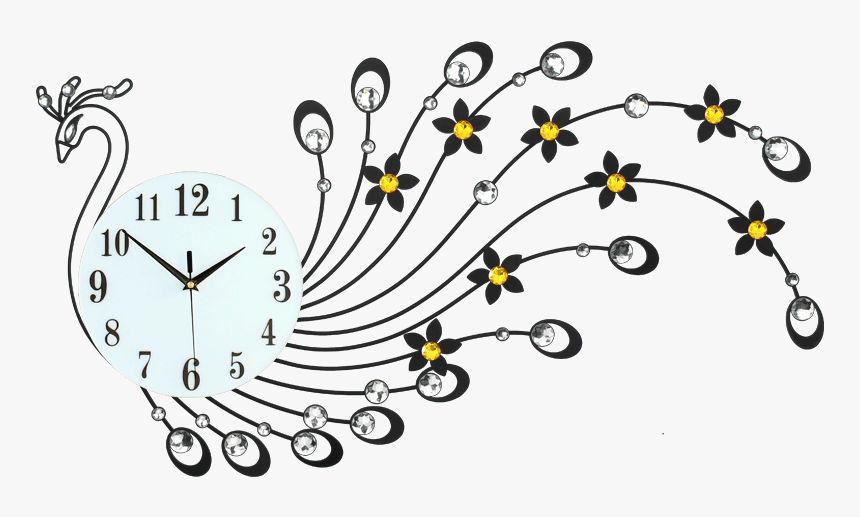Peacock Clock Wall Clock Living Room Art Personality - Wall Decoration Png, Transparent Png