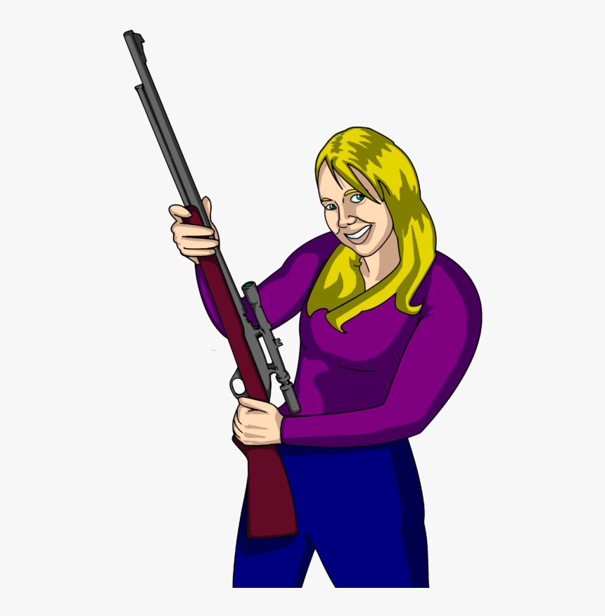 Hunting Clip Art In Free Clipart - Lady With Gun Clip Art, HD Png Download