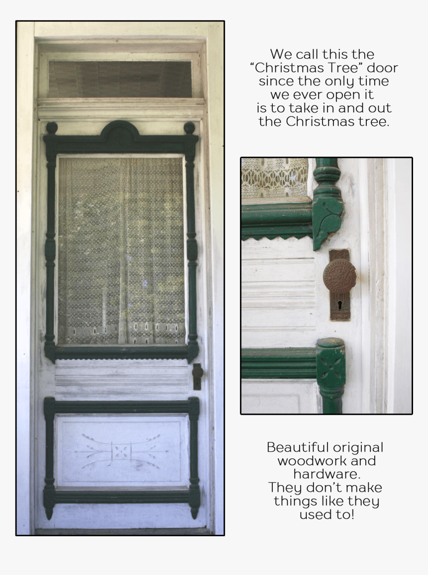 Christmas Tree Door Old House - Screen Door, HD Png Download