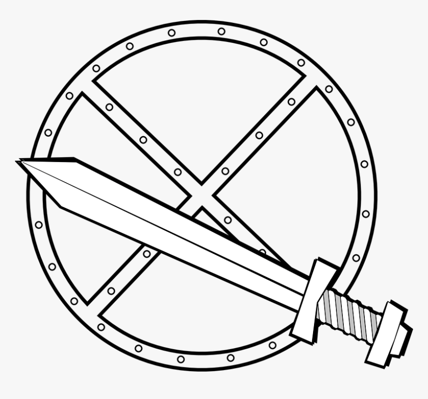 Shield, Sword, Weapon, Armour, Sharp, Chivalry - Cartoon Sword And Shield, HD Png Download