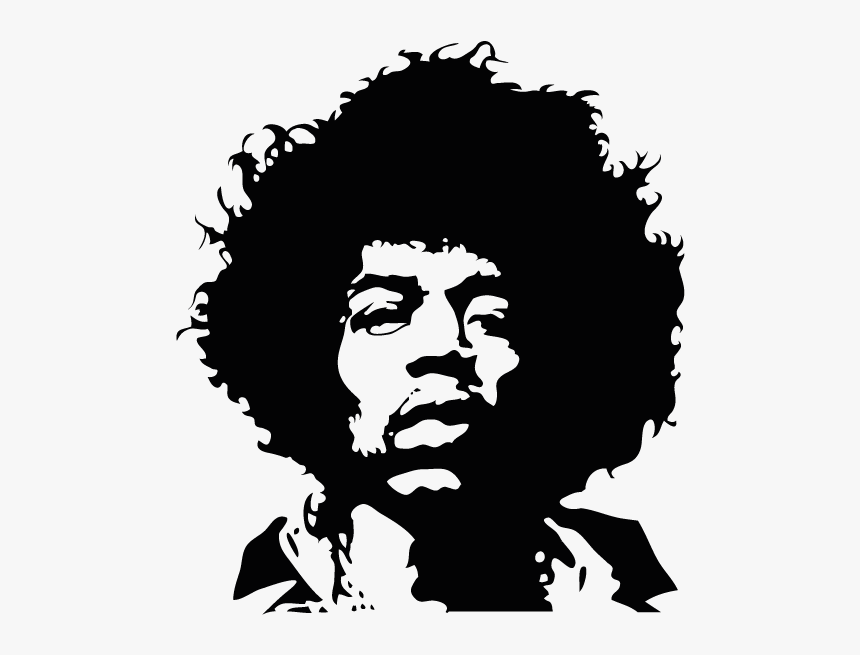 Jimi Hendrix Black And White Portrait Stencil Guitarist - Jimmy Hendrix Vector, HD Png Download