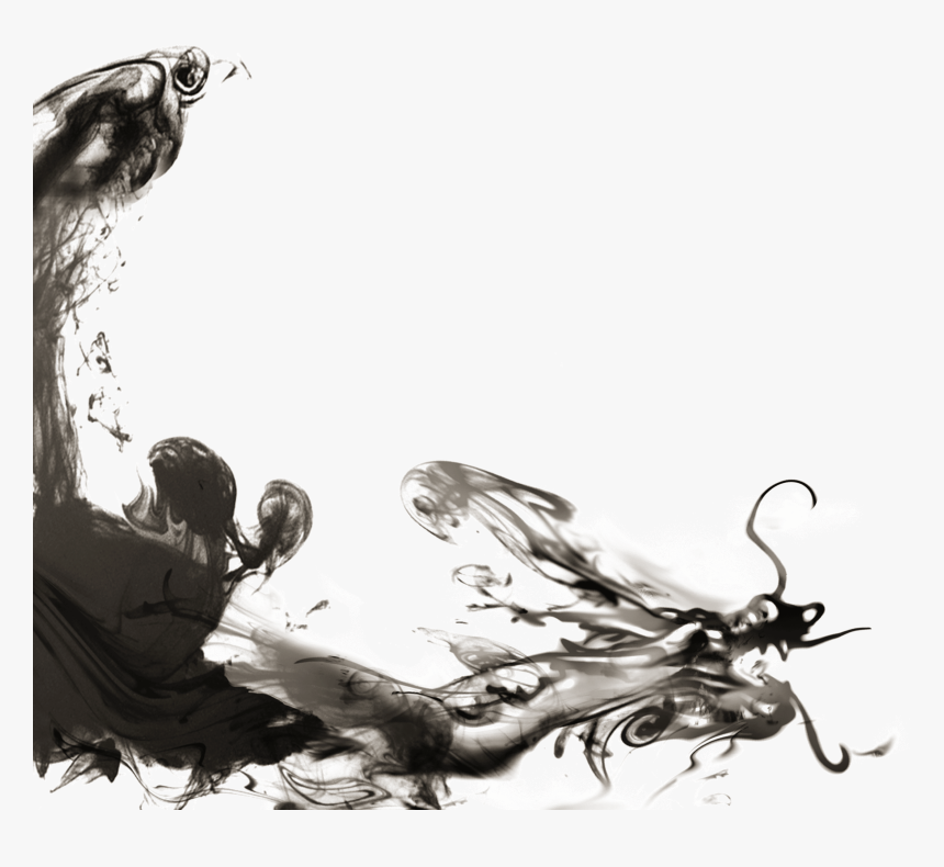 Black And White Download China Ink Brush Chinese Dragon - Chinese Dragon Brush Art, HD Png Download