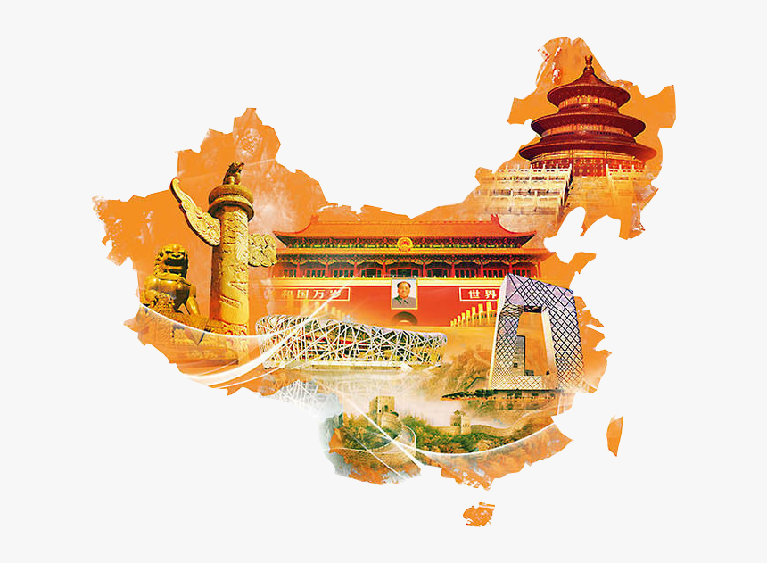 Map And Sights Of China Png Image - China Area And Population, Transparent Png