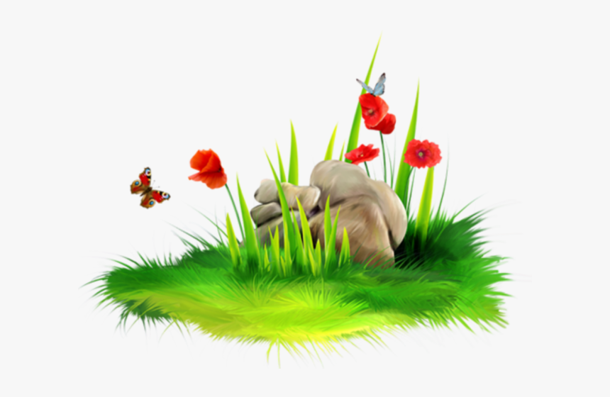 Transparent Mowing Clipart - Rock On Grass Clipart, HD Png Download
