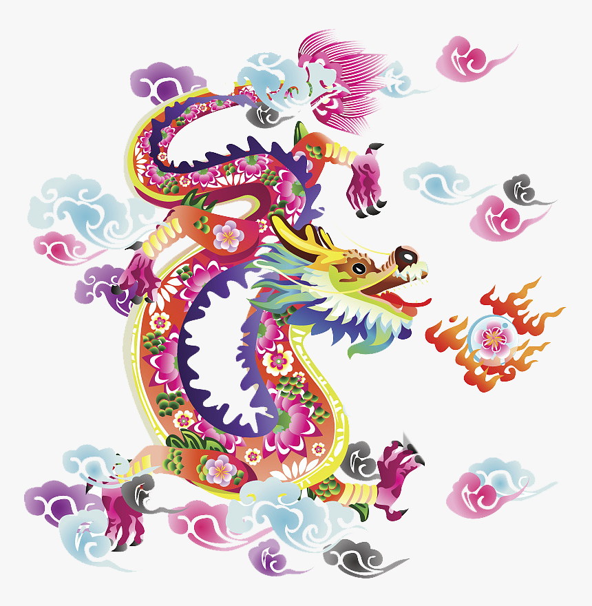 Transparent Flying Dragon Png - Chinese Dragon Pink, Png Download