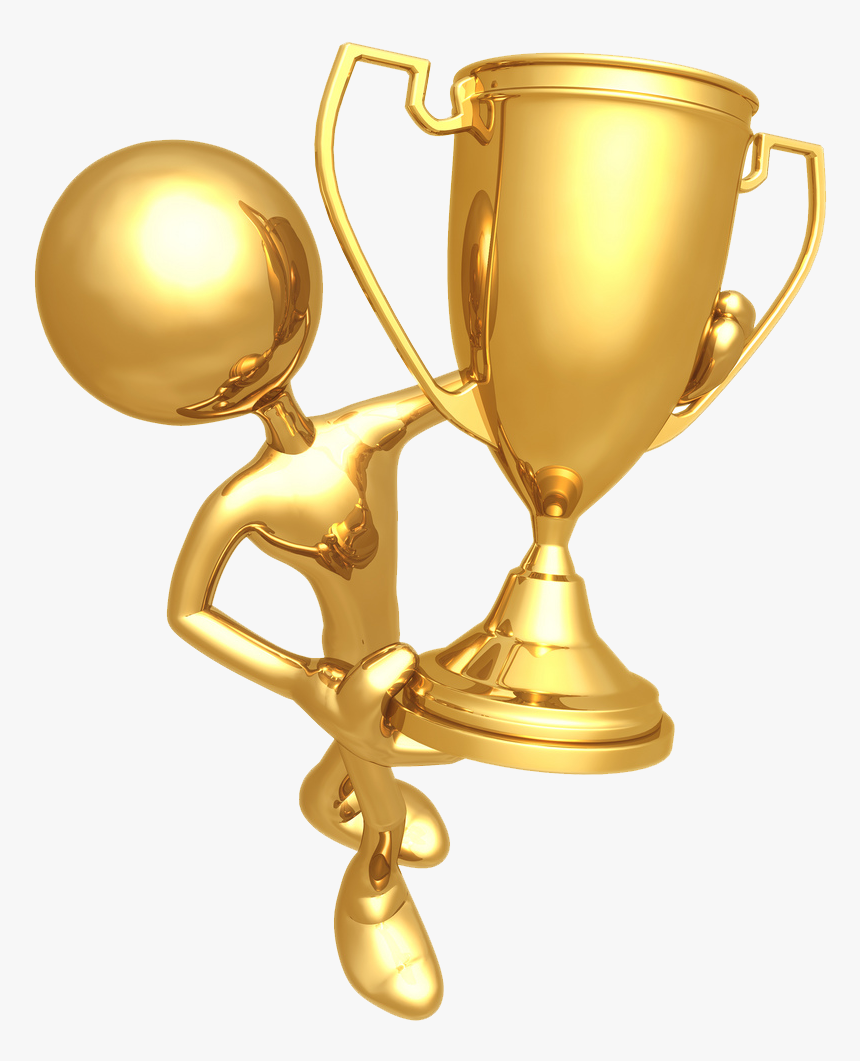 Golden Prize Cup With Gold Statue Png - Transparent Background Awards Clipart, Png Download