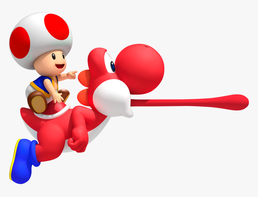 Red Toad On Red Yoshi - New Super Mario Bros Wii Red Yoshi, HD Png Download