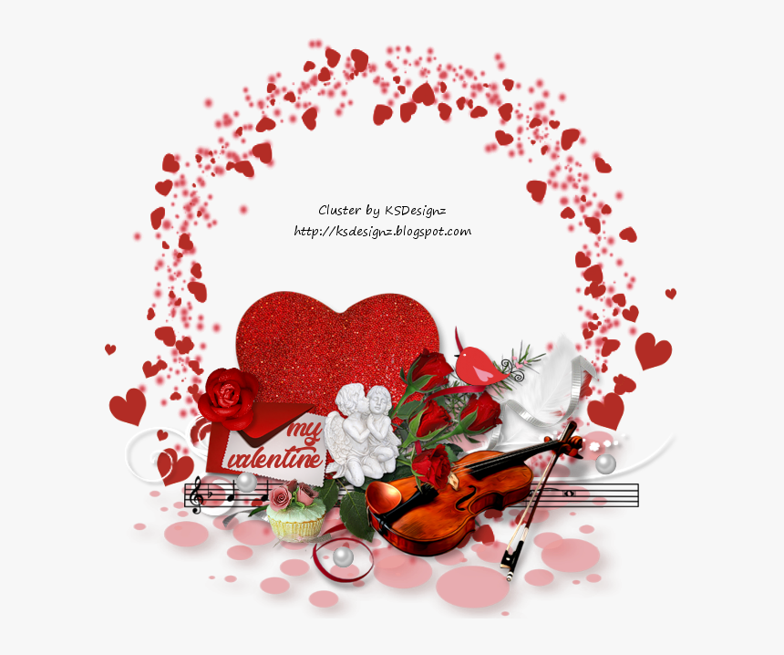 Transparent Heart Cluster Png - Flowers Violin Music Png Imges Hearty, Png Download