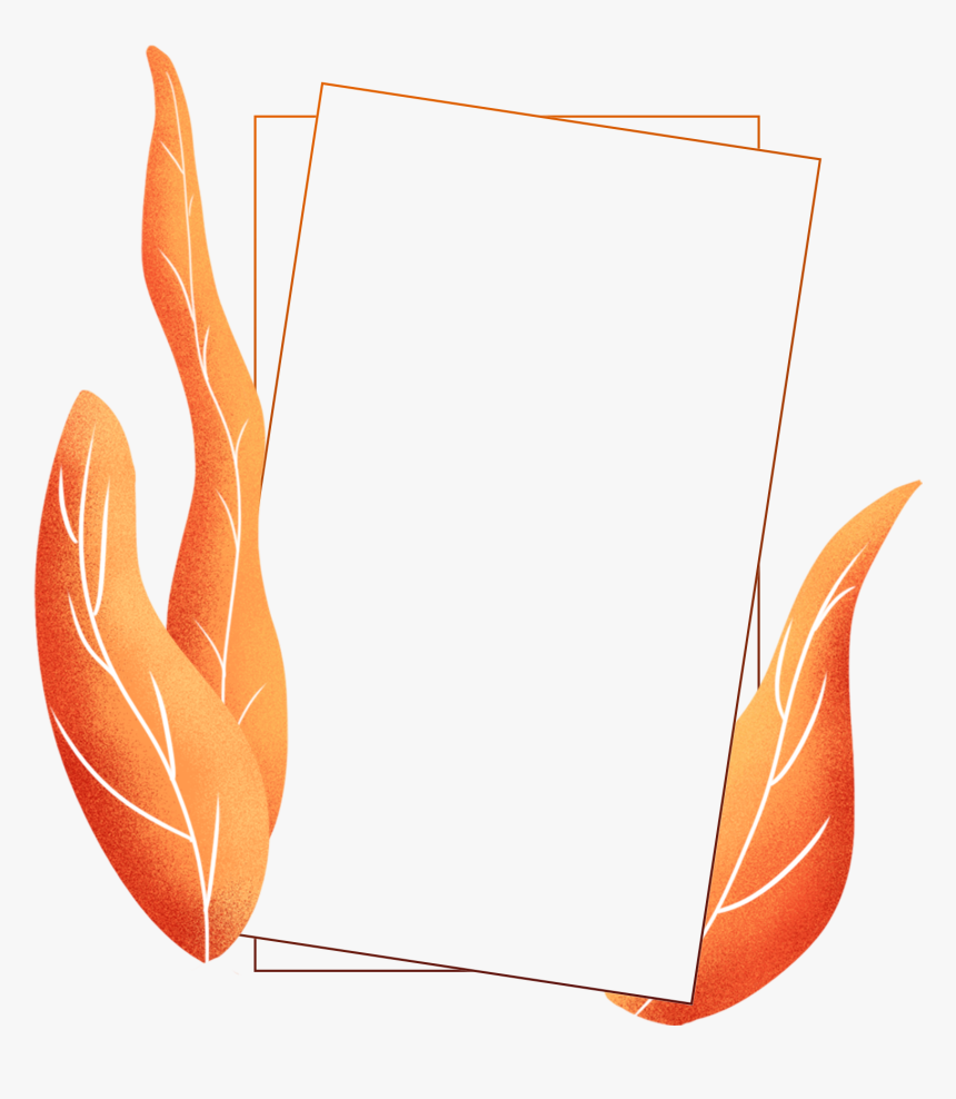 Hand Painted Plants Coral Orange Border Color Png And - Bordes De Plantas Png, Transparent Png