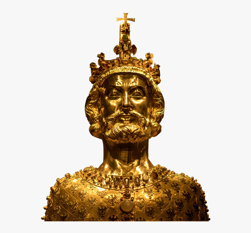 Bust Of Karl, Sculpture, Golden, Statue, Art, Antiquity - Transparent Golden Statue Png, Png Download