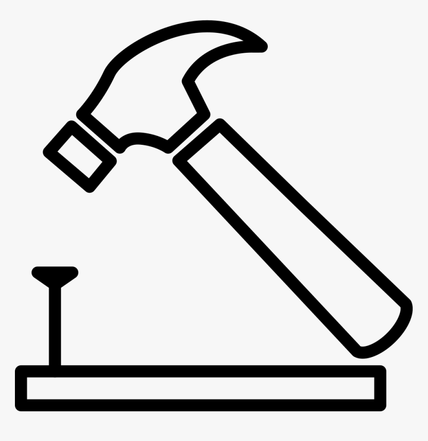 Hammer And Nail On Wood Outline - Hammer And Nail Svg, HD Png Download