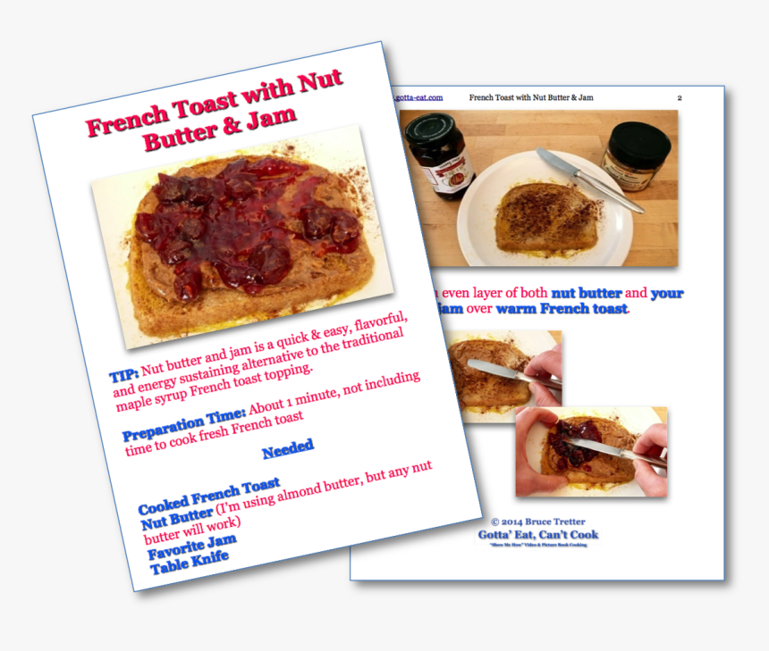 French Toast With Nut Butter And Jam Step By Step Picture - Bun, HD Png Download
