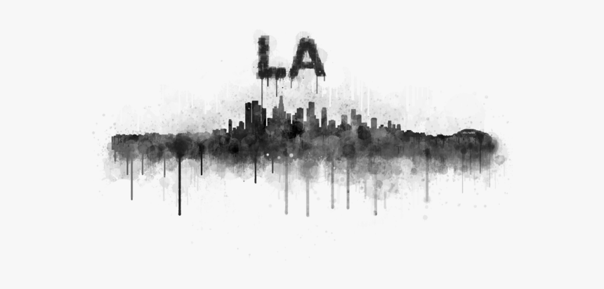 Los Angeles City Skyline Hq V5 Bw, HD Png Download