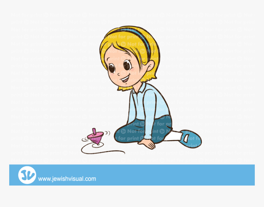 ילדה משחקת בסביבון - Girl Playing Art Transparent, HD Png Download