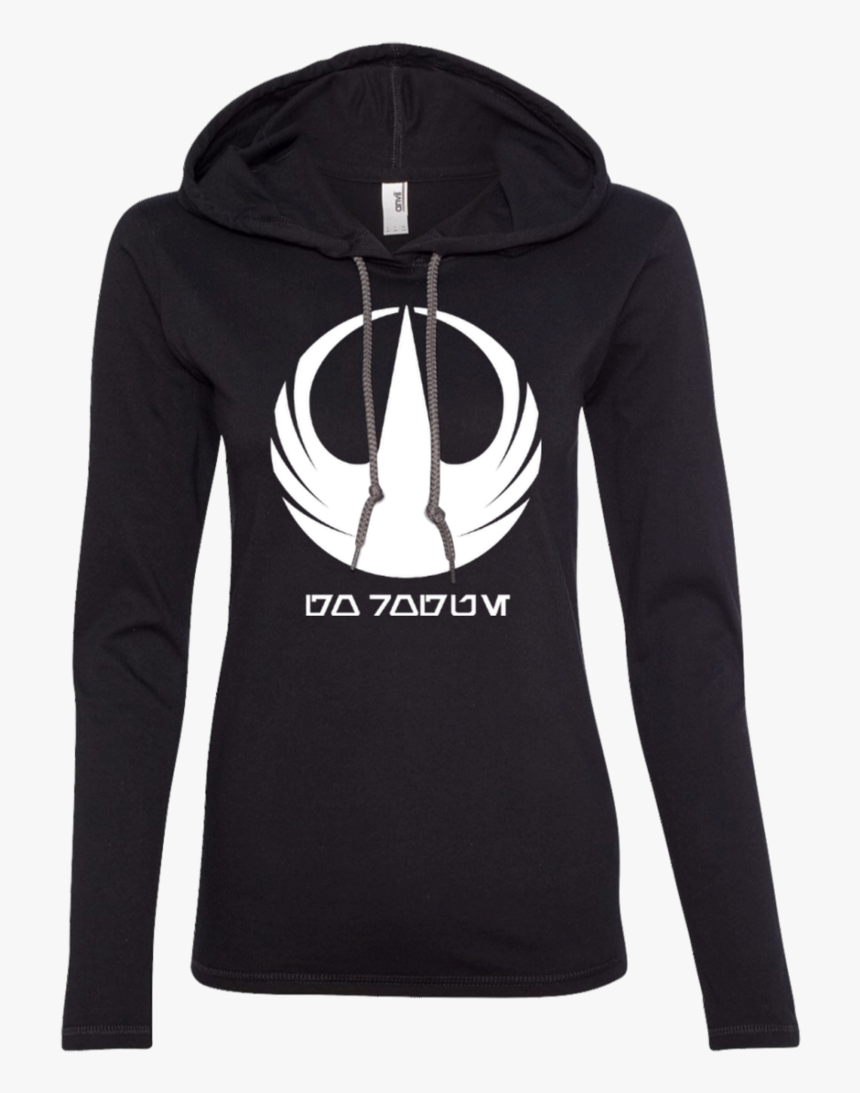 Rogue One White Logo Ladies Ls T-shirt Hoodie - Chandail Mom Hockey, HD Png Download