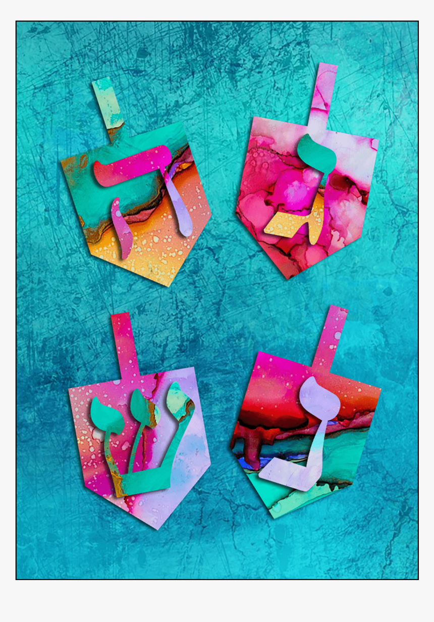 Hanukkah Card With Dreidels - Paper, HD Png Download