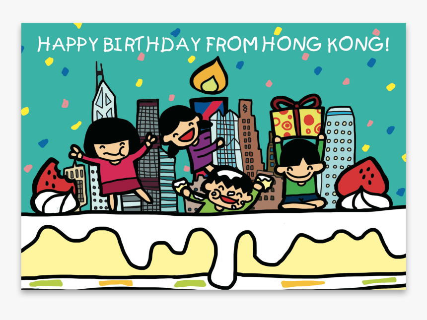 Happy Birthday From Hong Kong Skyline Cake - Cartoon, HD Png Download