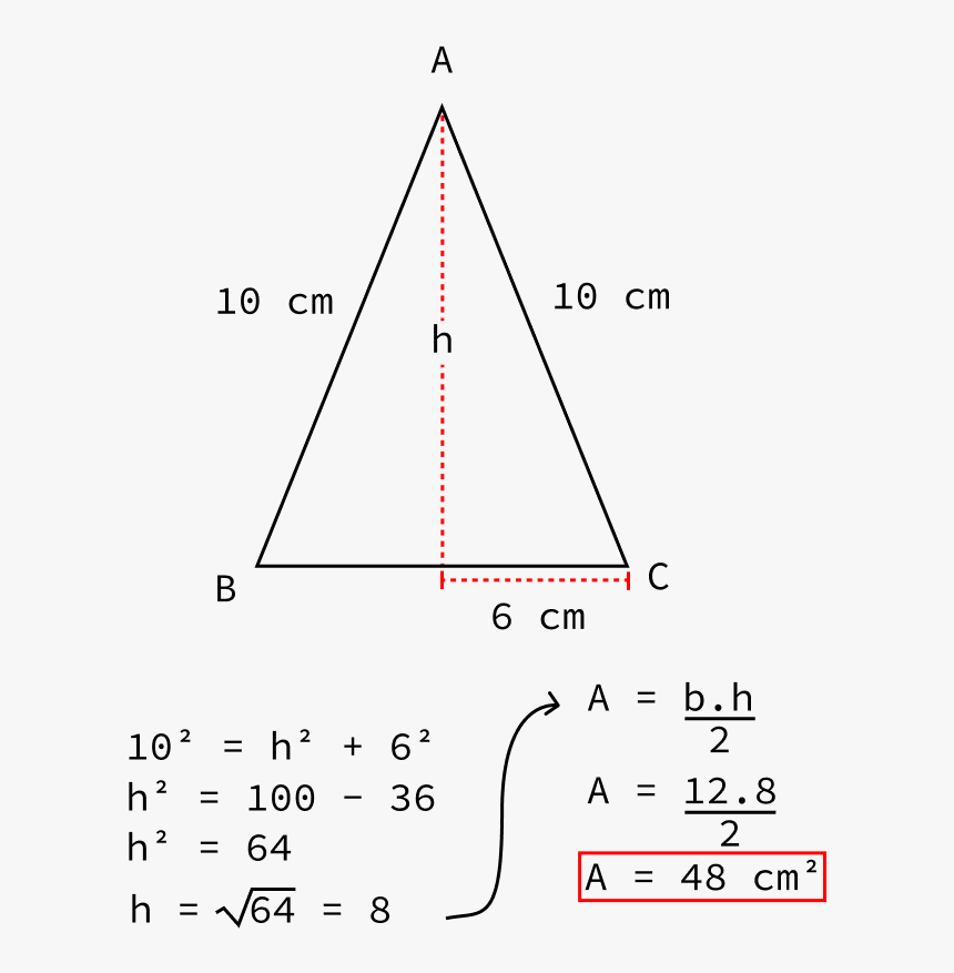 Área Do Triângulo Isósceles - Calcular A Area De Um Triangulo, HD Png Download