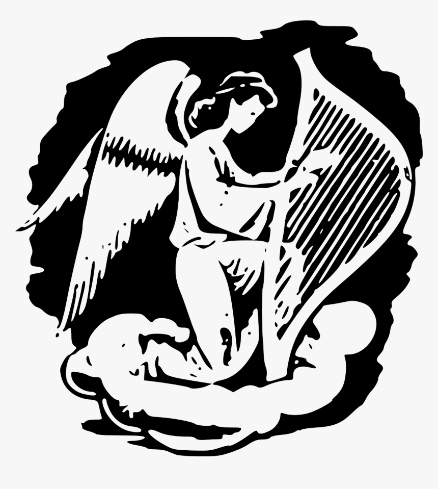 Angel Playing Harp, HD Png Download