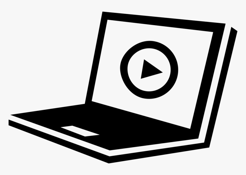 Laptop With Play Button On Screen - Books And Laptop Icon, HD Png Download