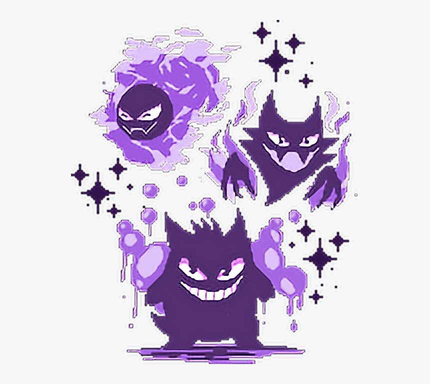 #pokémon #pixel #kawaii #darkcolors #gengar #haunter - Gastly Haunter Gengar Pixel, HD Png Download