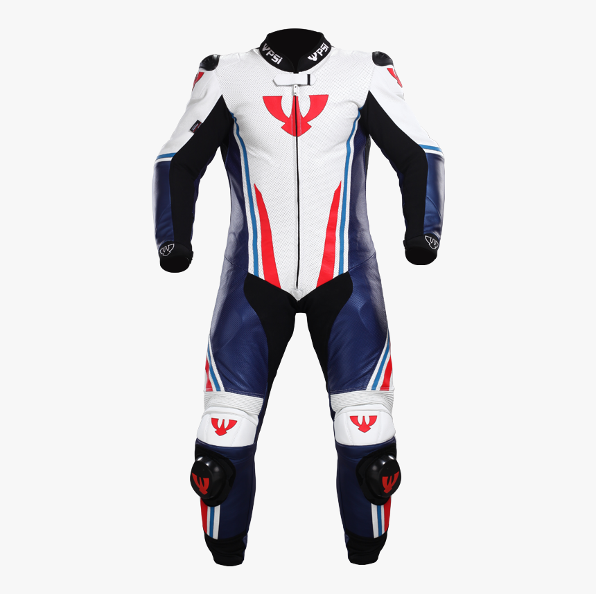 Bílá/modrá/červená - Motorbike Leathers Red And Blue, HD Png Download