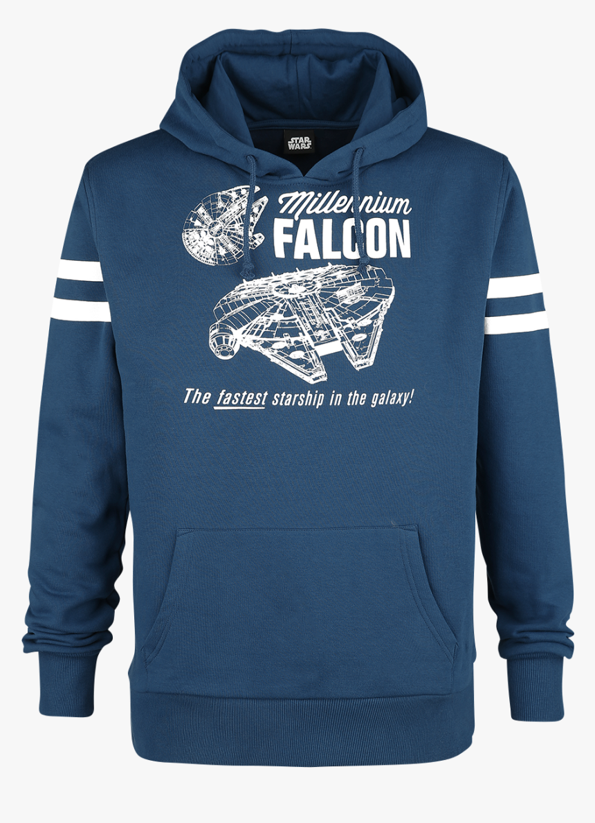 Millenium Falcon Blue Hooded Sweater Roughened Insideribbed - Hoodie, HD Png Download