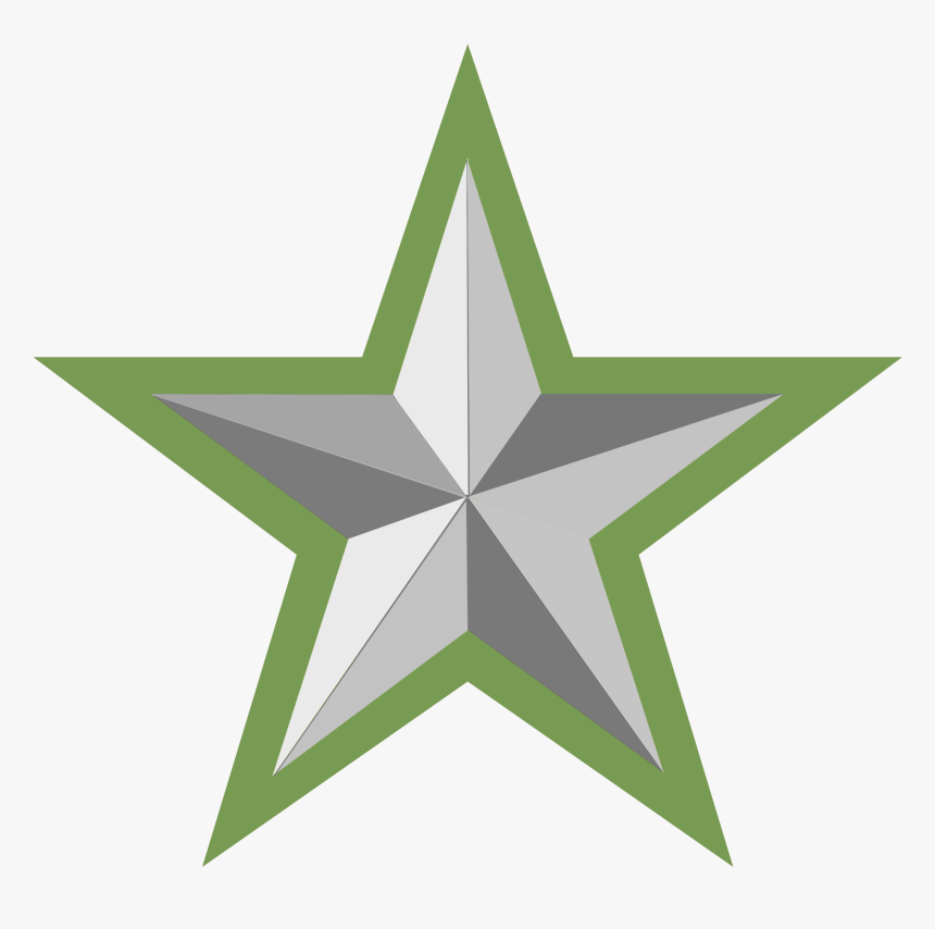 Silver Star With Green Border - Red And Yellow Stars, HD Png Download