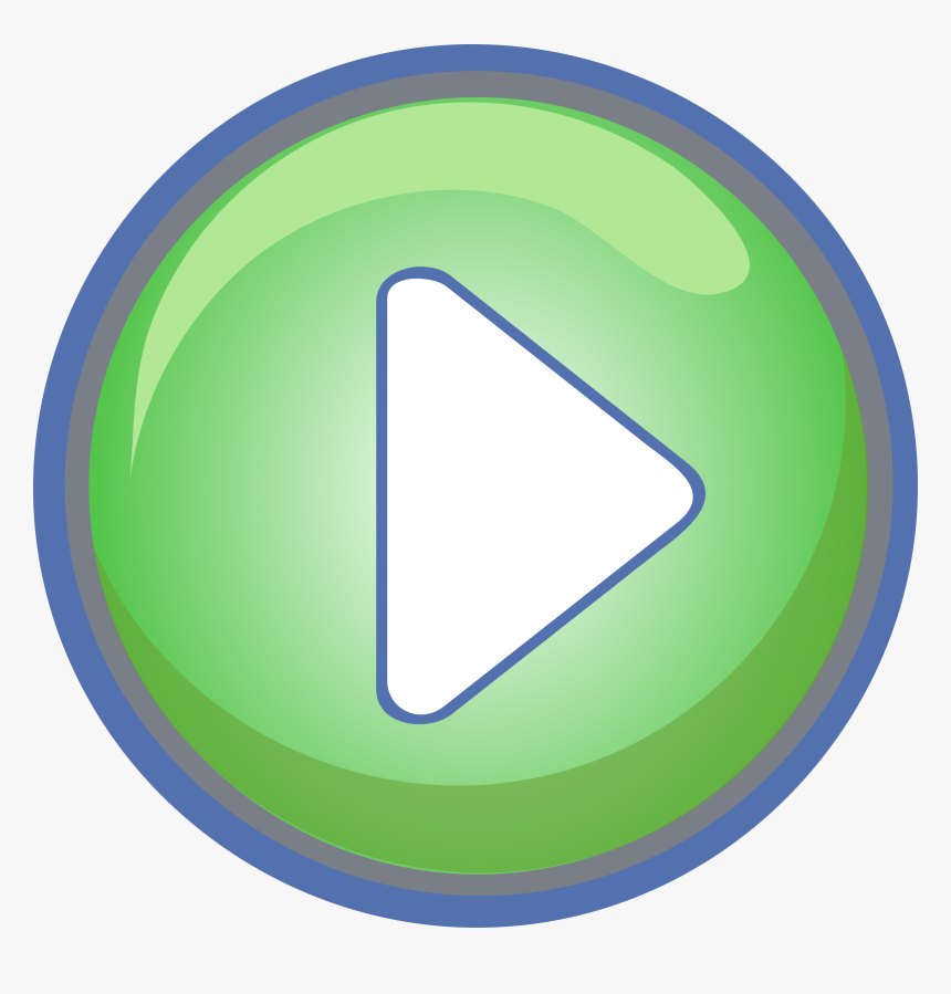 Play Button Green With Blue Border Clip Arts - Clipart Play Button, HD Png Download