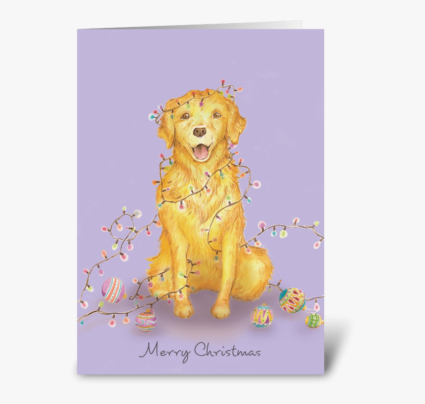 Christmas Dog Greeting Card - Golden Retriever, HD Png Download