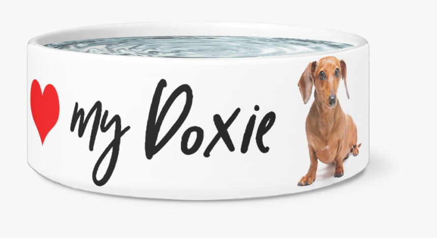 Large Dog Bowl, Love My Doxie Designer Dog Bowls - Dachshund, HD Png Download