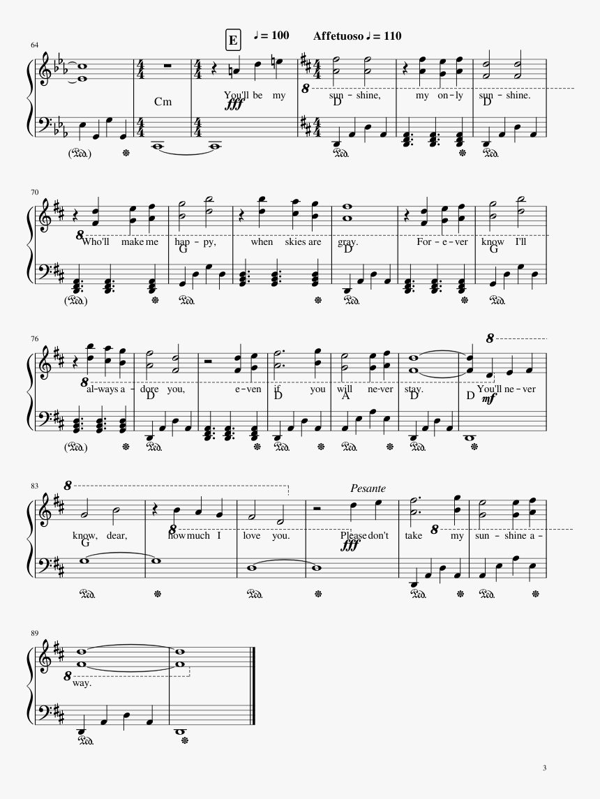 Transparent You Are My Sunshine Png - Our Love Is God Heathers Sheet Music, Png Download