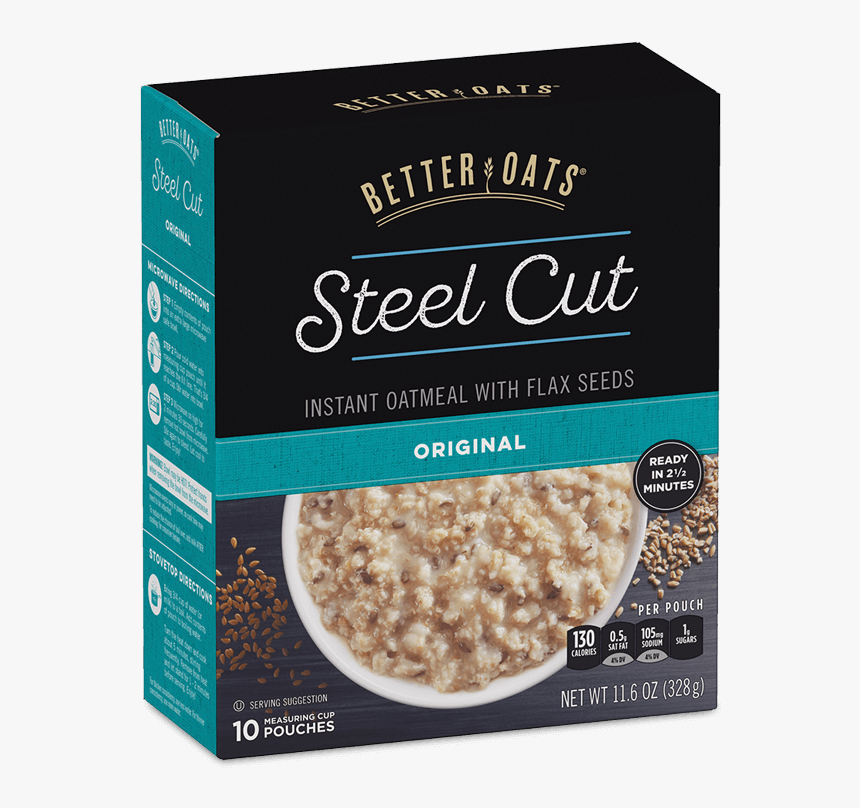 Better Oats Steel Cut Original Instant Oatmeal Box - Better Oats Brand, HD Png Download