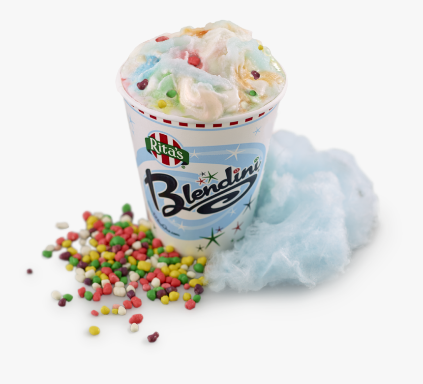 A Branded Cup Reads Blendini And Has Colorful Candy - Rita's Italian Ice Choc Choc Chip, HD Png Download