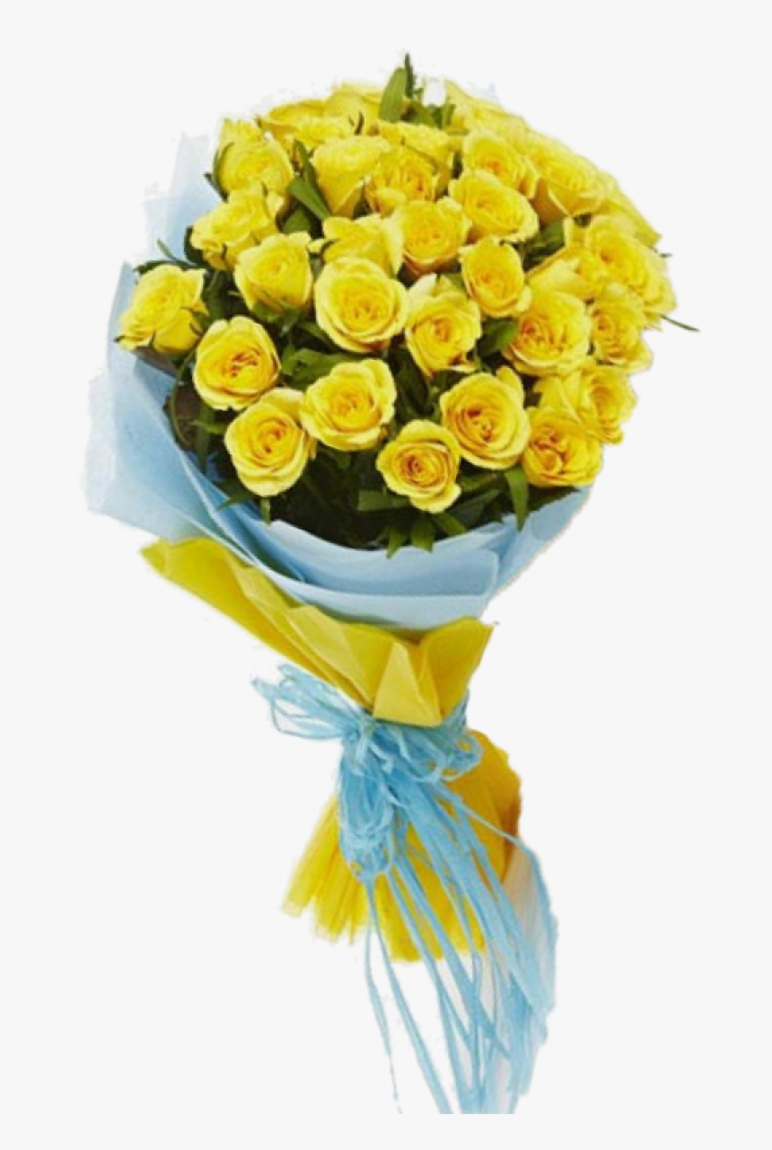 Transparent Bouquet Of Roses Png - 12 Yellow Roses In A Bouquet, Png Download