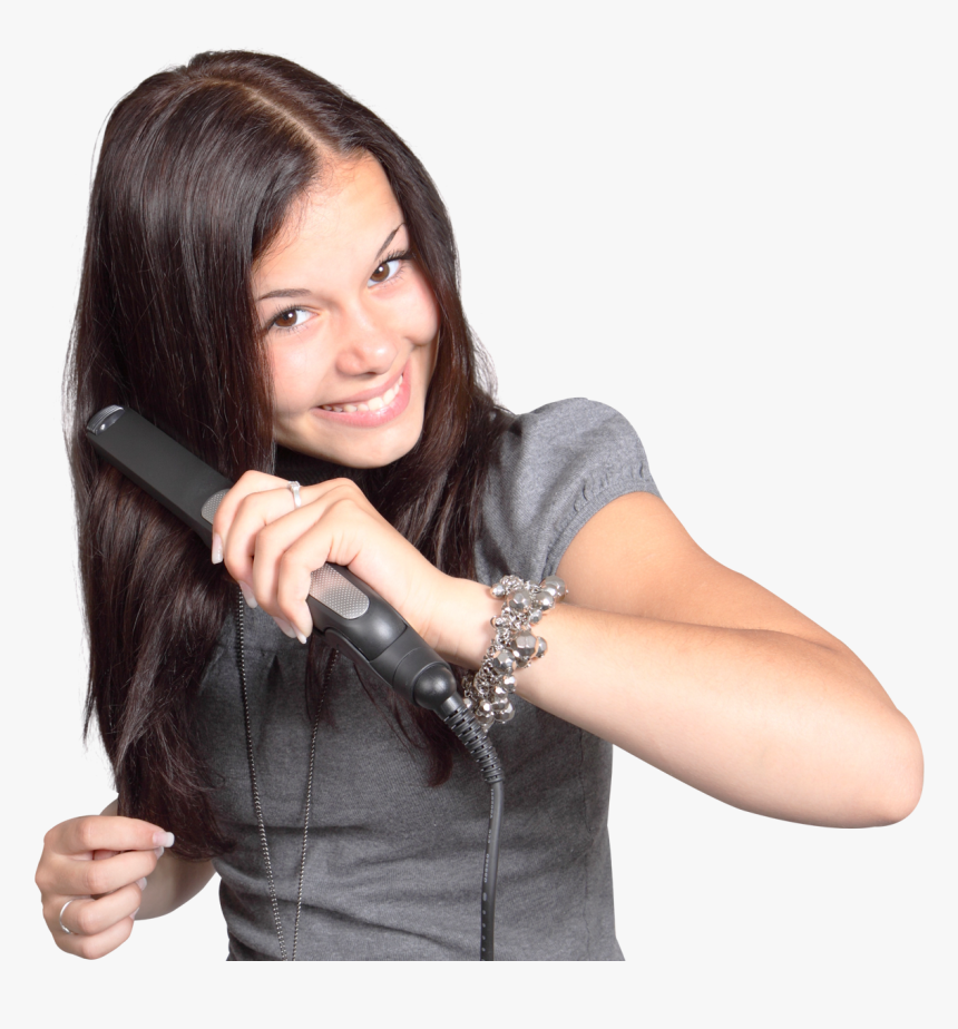 Girl Straightens Her Hair Png Image - Girl Doing Her Hair Png, Transparent Png